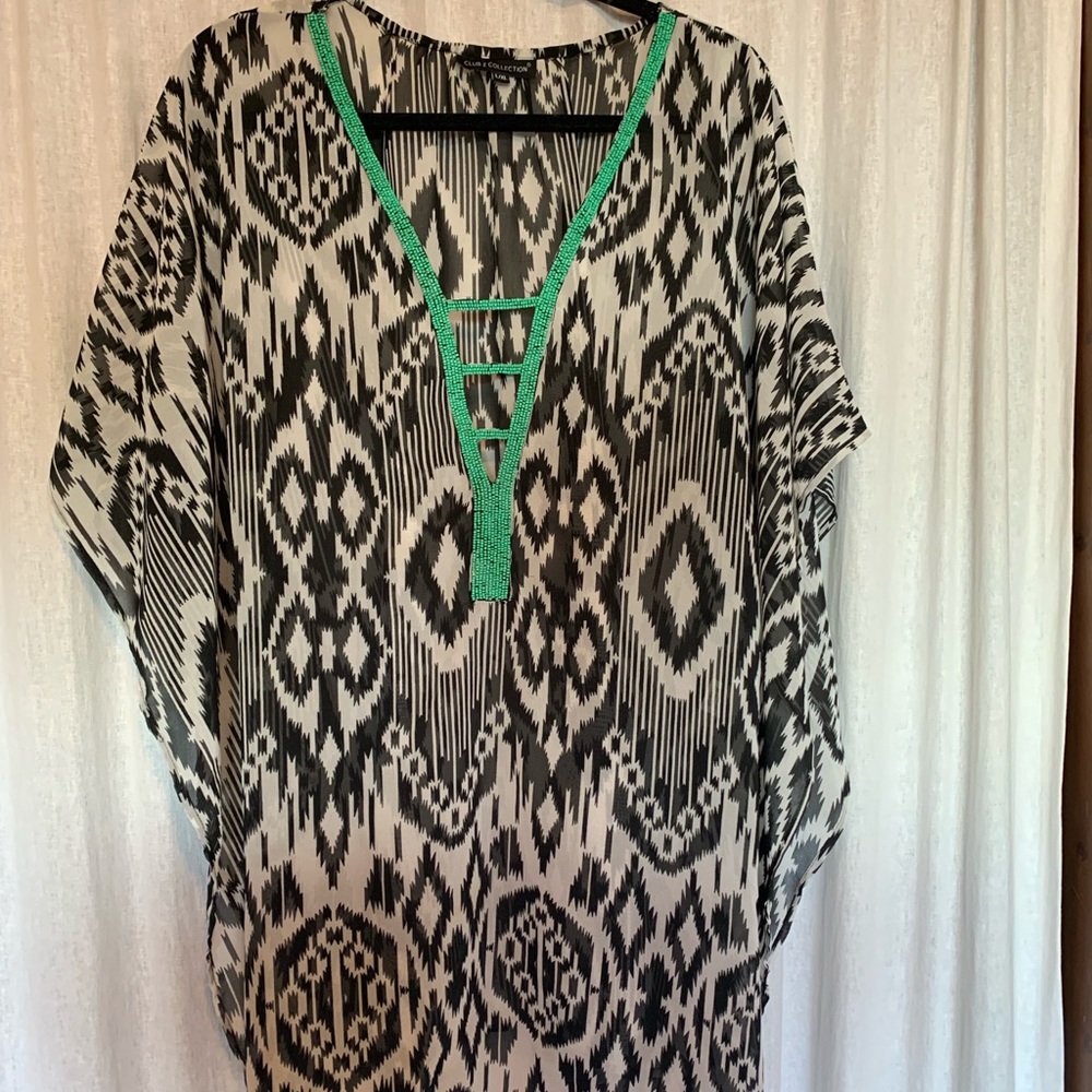 EUC B&W Sheer Swimsuit Coverup